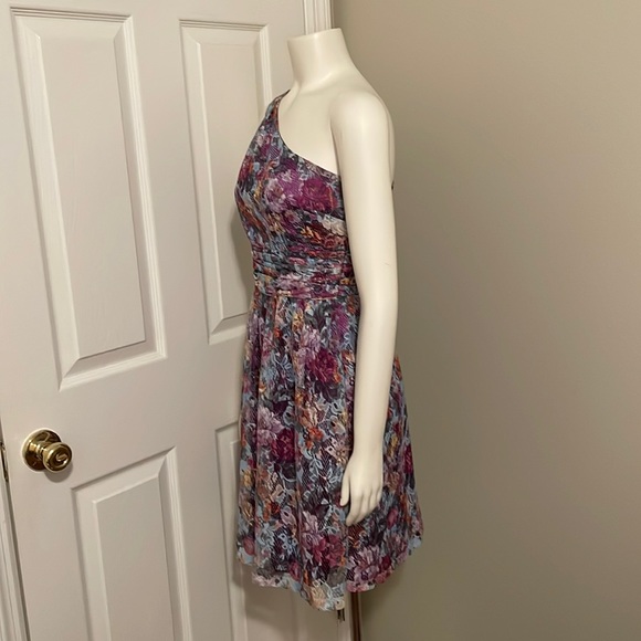 Gianni Bini Size 2 purple floral one shoulder lace cocktail dress - Picture 3 of 5